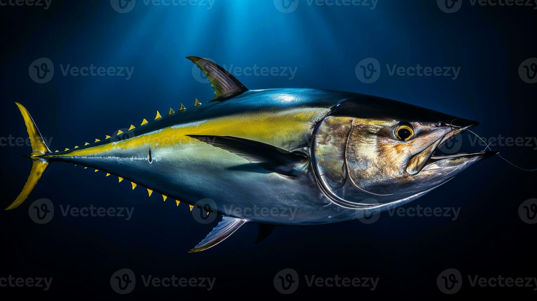 natura fotografia di foto di pinna gialla tonno. generativo ai