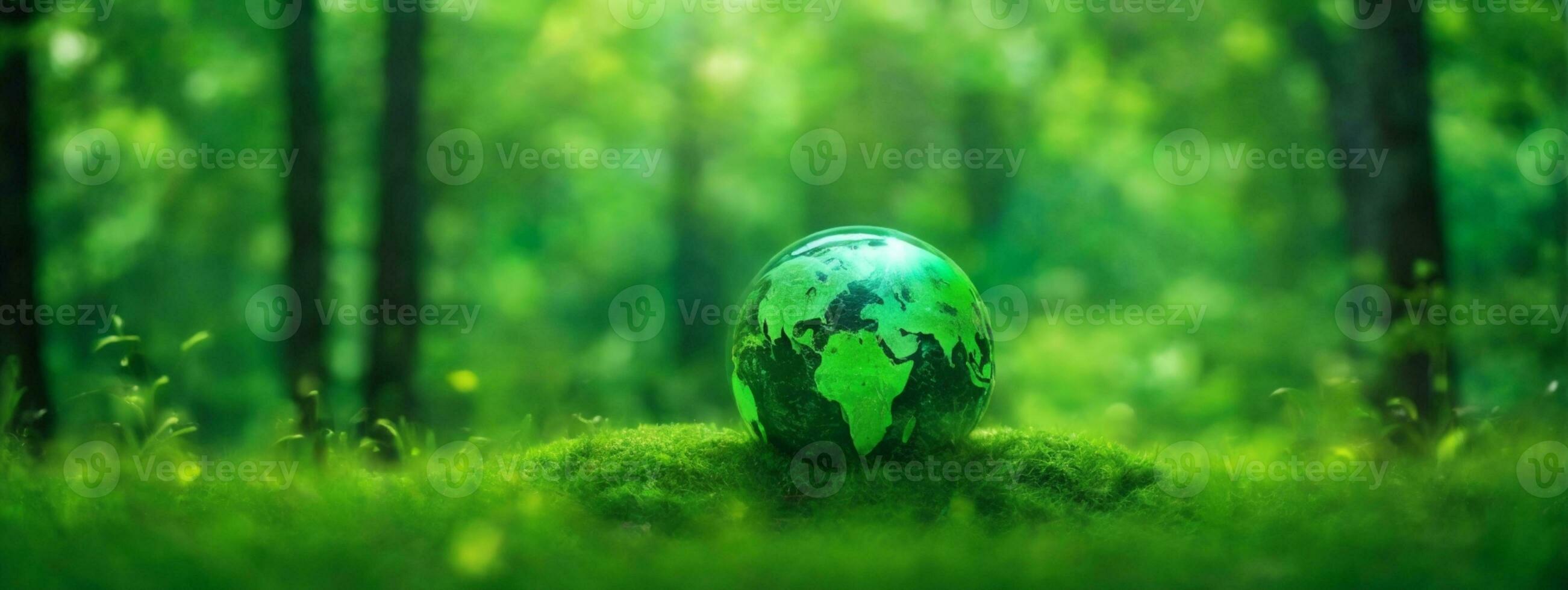 verde globo su muschio - ambientale concetto. ai generato foto