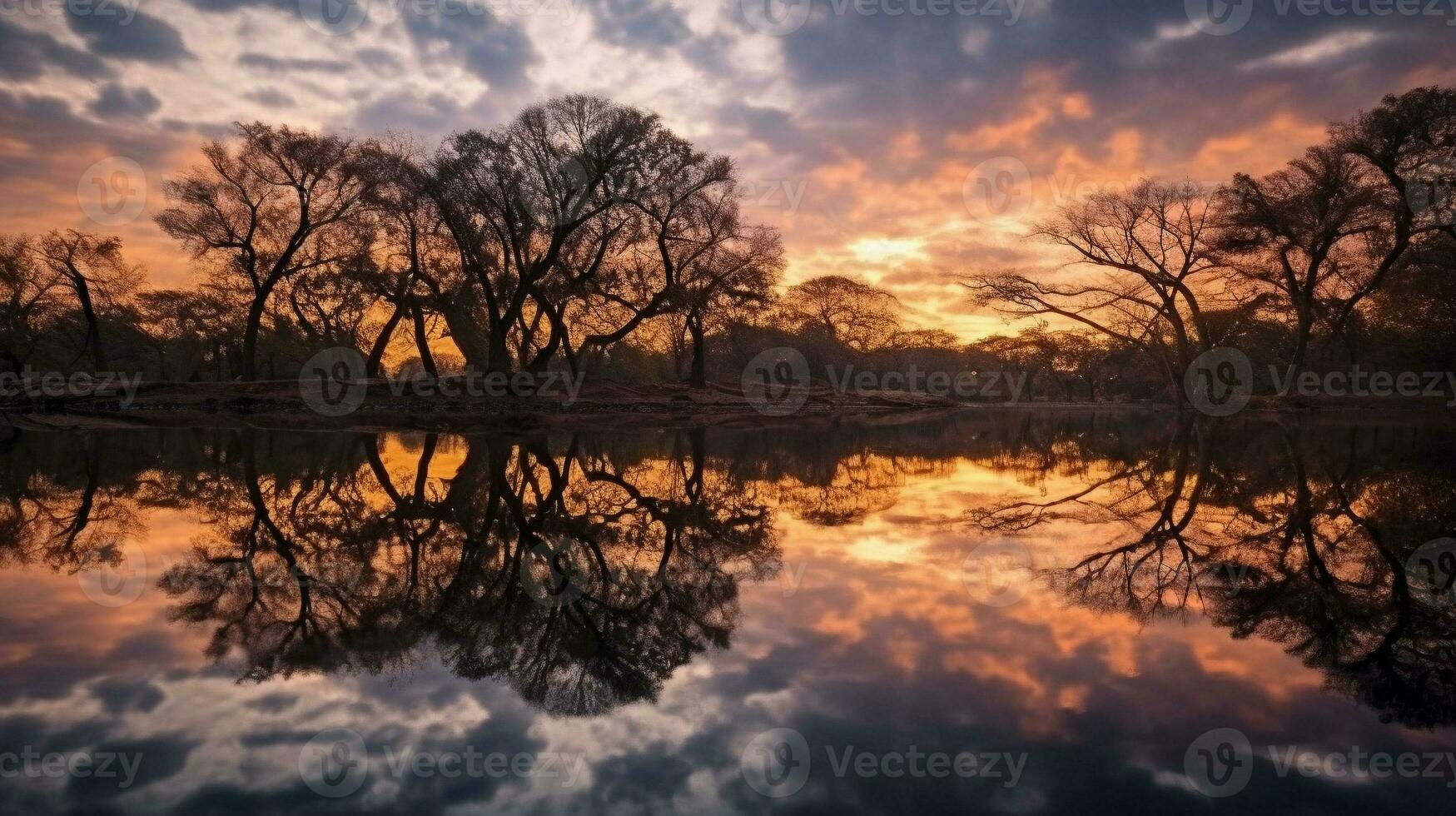 generativo ai, riflessi paesaggi rispecchiato nel acqua la creazione di sbalorditivo riflessi foto