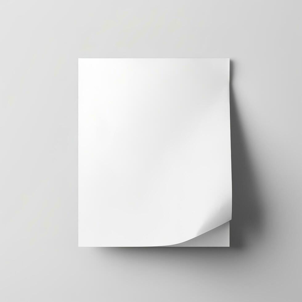 vuoto bianca carta isolato su bianca sfondo. generativo ai foto