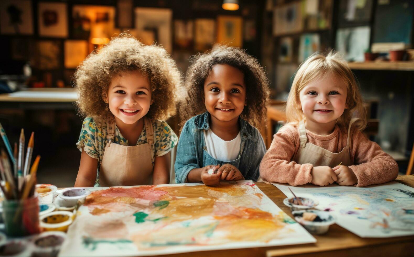 bambini pittura nel arte classe foto