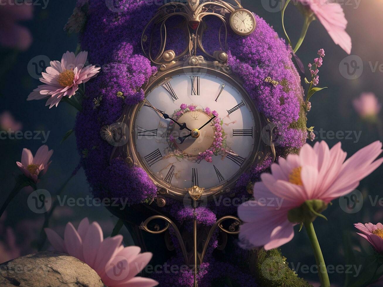 Fata orologio fiore. generativo ai foto