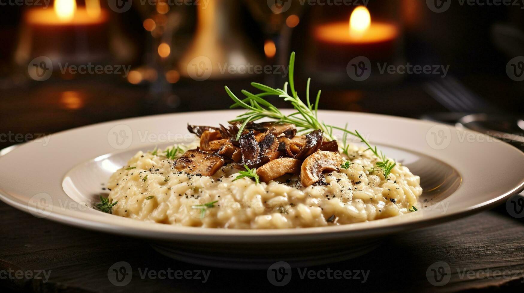 foto di tartufo risotto come un' piatto nel un' fascia alta ristorante. generativo ai