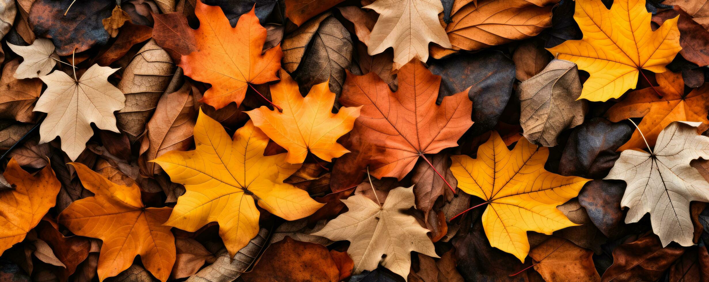 vivace autunno le foglie moquette il foresta pavimento nel colorato transizioni foto