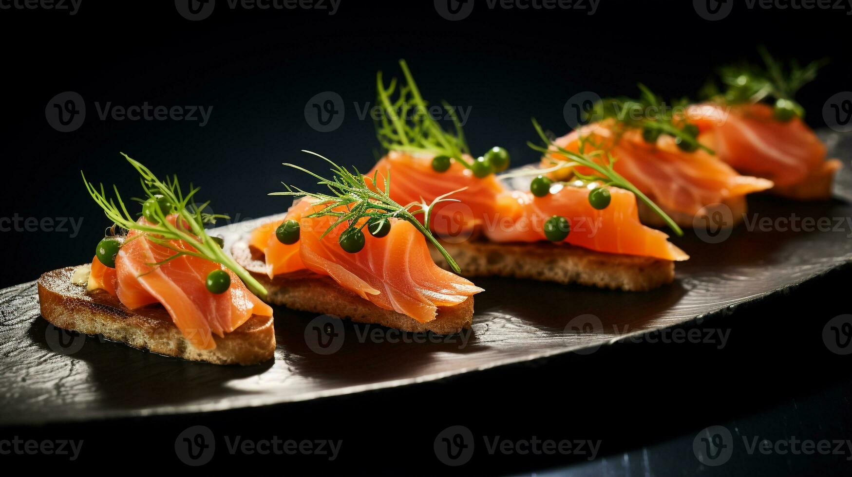 foto di affumicato salmone piatto come un' piatto nel un' fascia alta ristorante. generativo ai