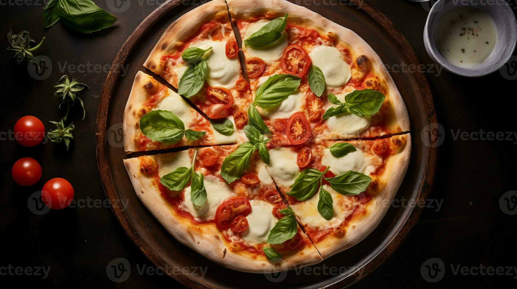 foto di margherita Pizza come un' piatto nel un' fascia alta ristorante. generativo ai