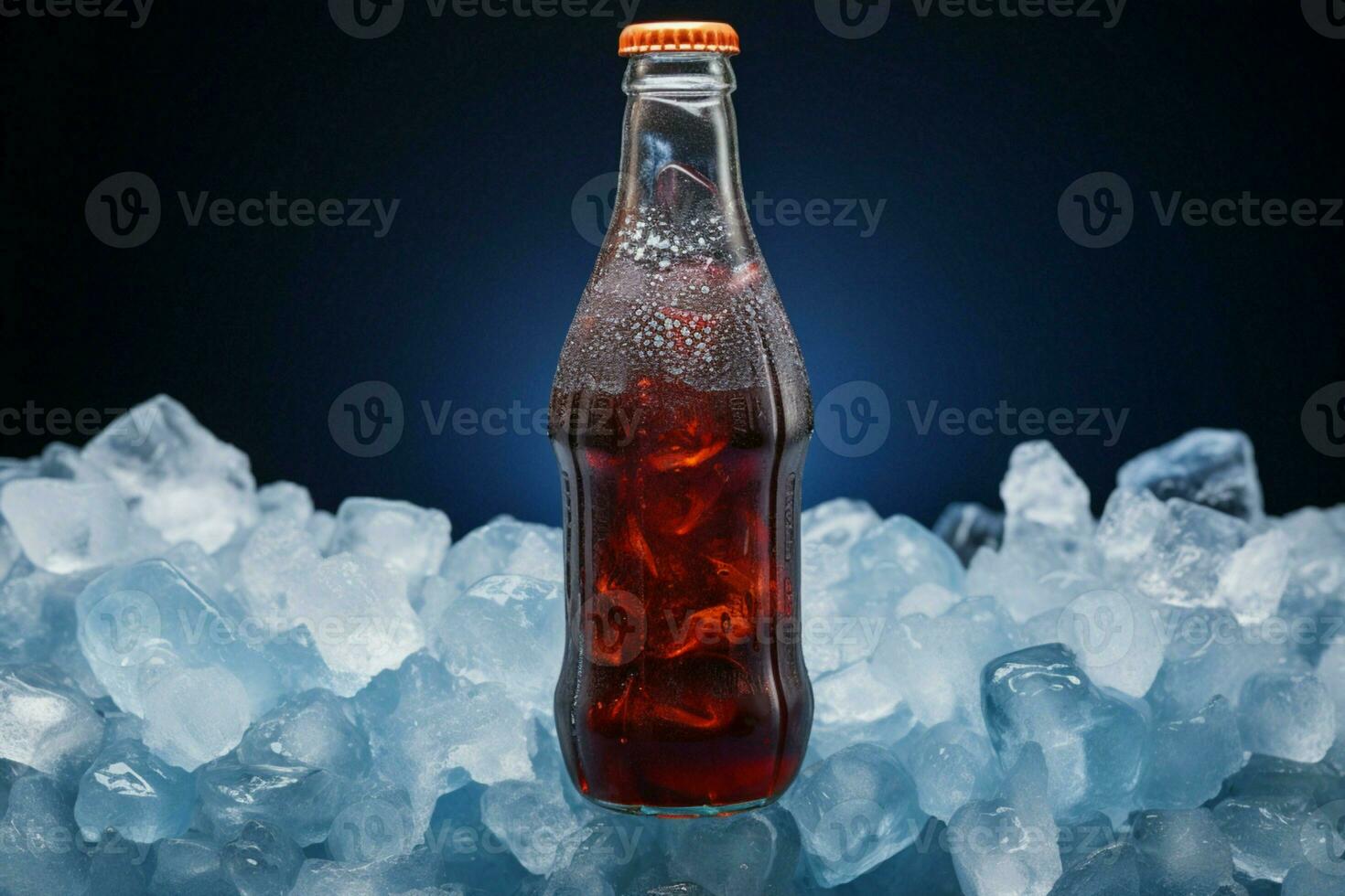 un ghiaccio freddo bottiglia di carbonato morbido bere, pronto per spegnere il tuo sete ai generato foto