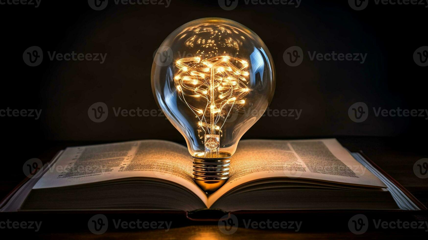 libro dà idee. leggero lampadina su un Aperto libro simboleggia ispirazione. ideale per creativo concetti foto