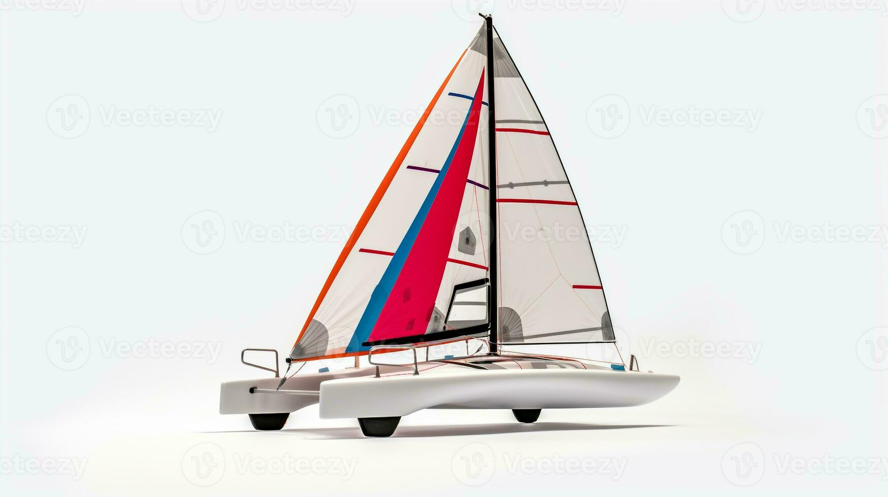 visualizzazione un' 3d miniatura catamarano. generativo ai foto