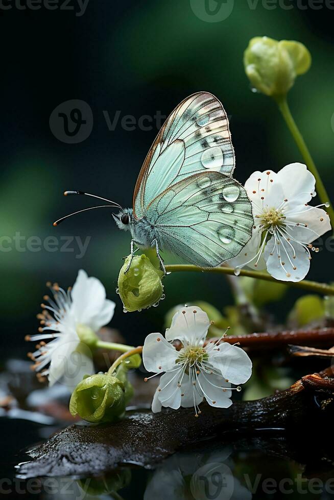 farfalla su verde erba. ai generativo foto