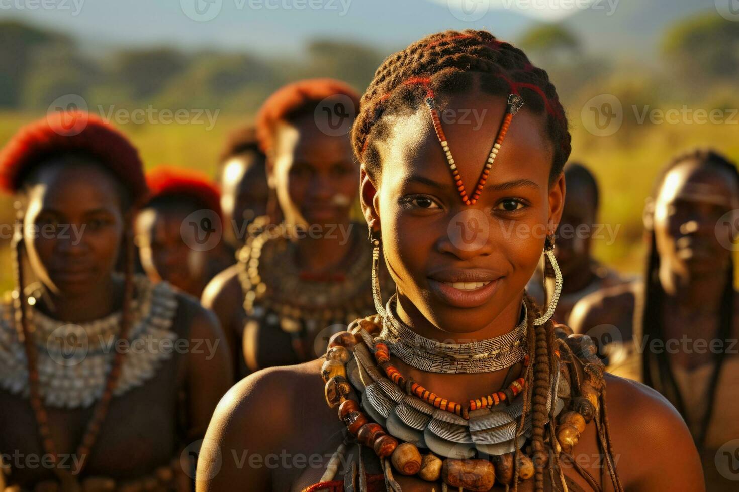 tradizionale zulu persone Sud Africa entro un africano tribù foto