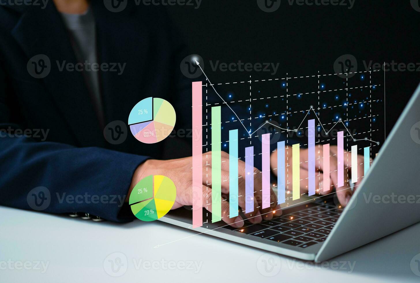 attività commerciale persone uso computer per analizzare attività commerciale e gestire aziendale dati, attività commerciale analitica con grafici, metrica e kpis per Ottimizzare organizzativa prestazione, marketing, foto