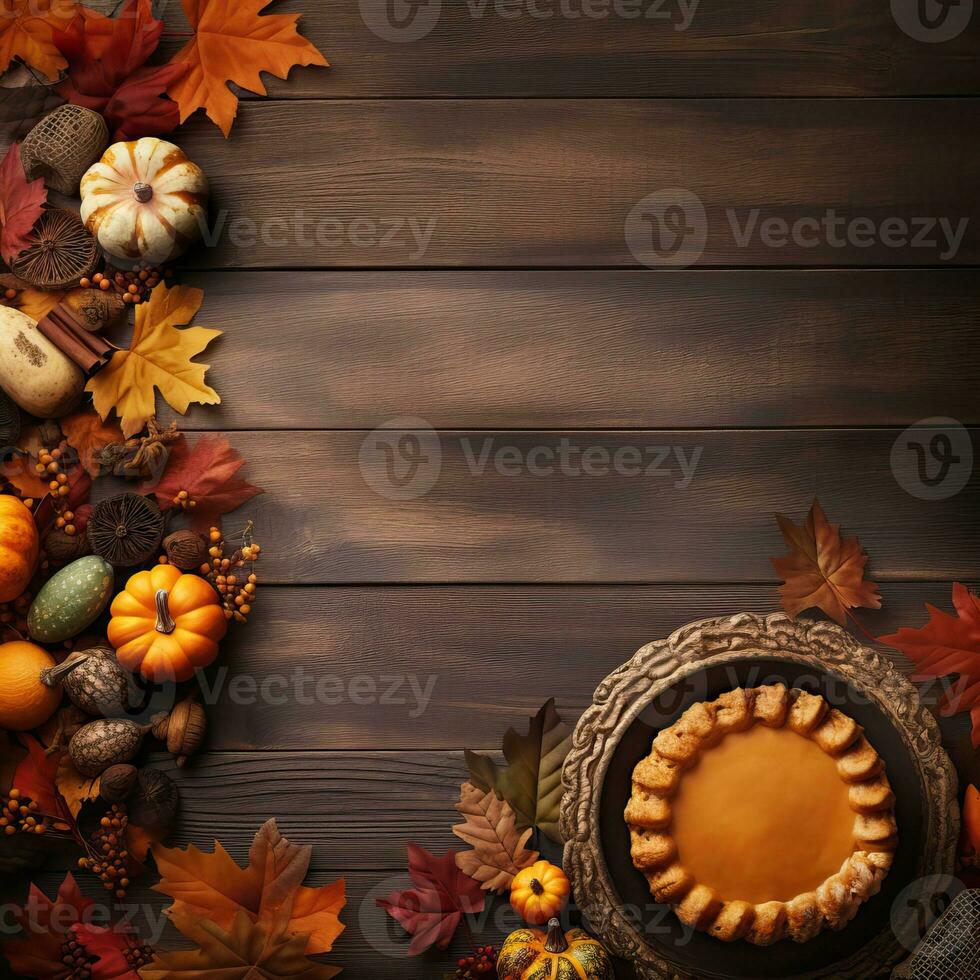 ringraziamento giorno sfondo foglie e zucca alto qualità ai generato Immagine foto