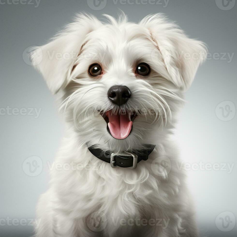 carino bianca maltese cane ai foto