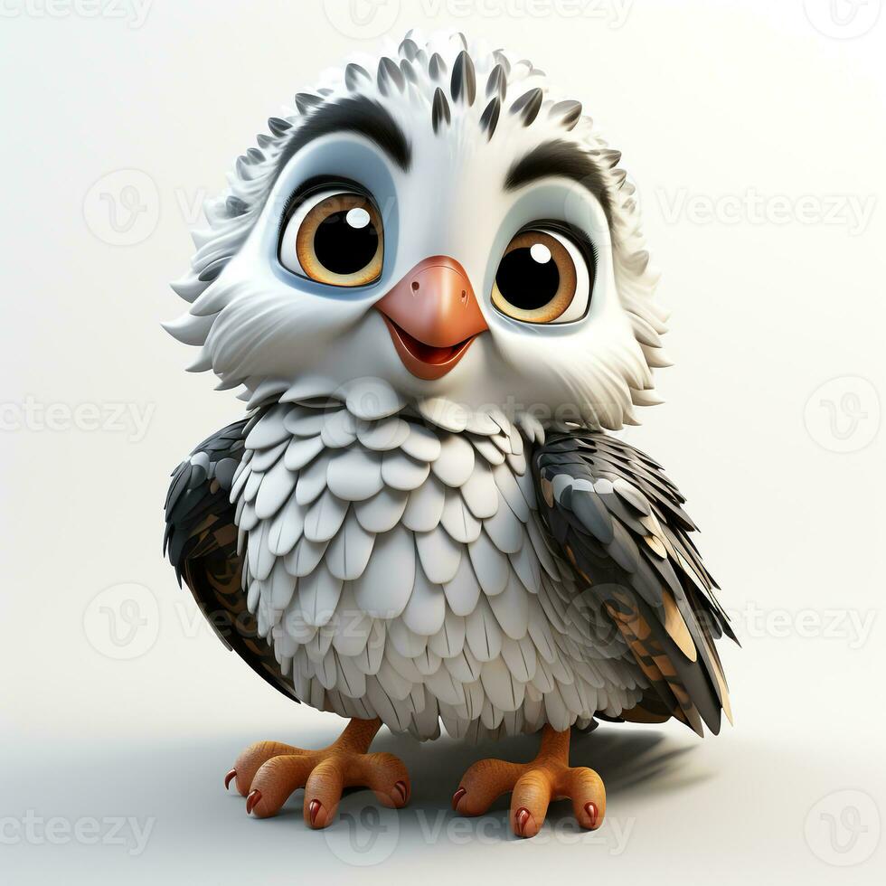3d cartone animato carino falco uccello ai foto