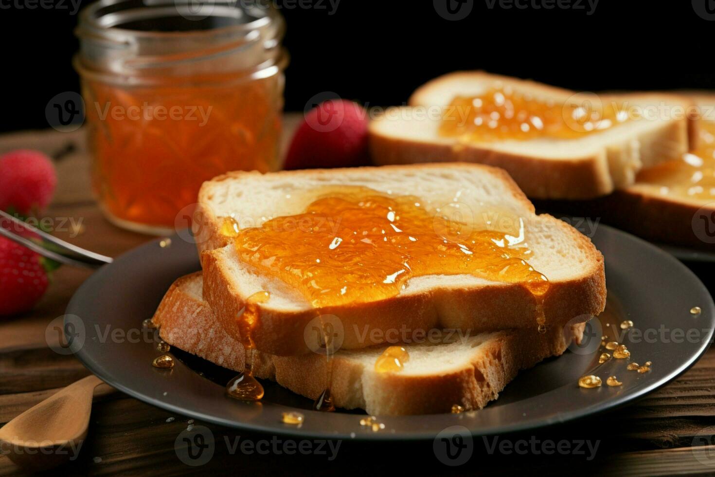 vivace fatti in casa marmellata in cima tostato fetta vicino su cattura le mattine saporito diletto ai generato foto