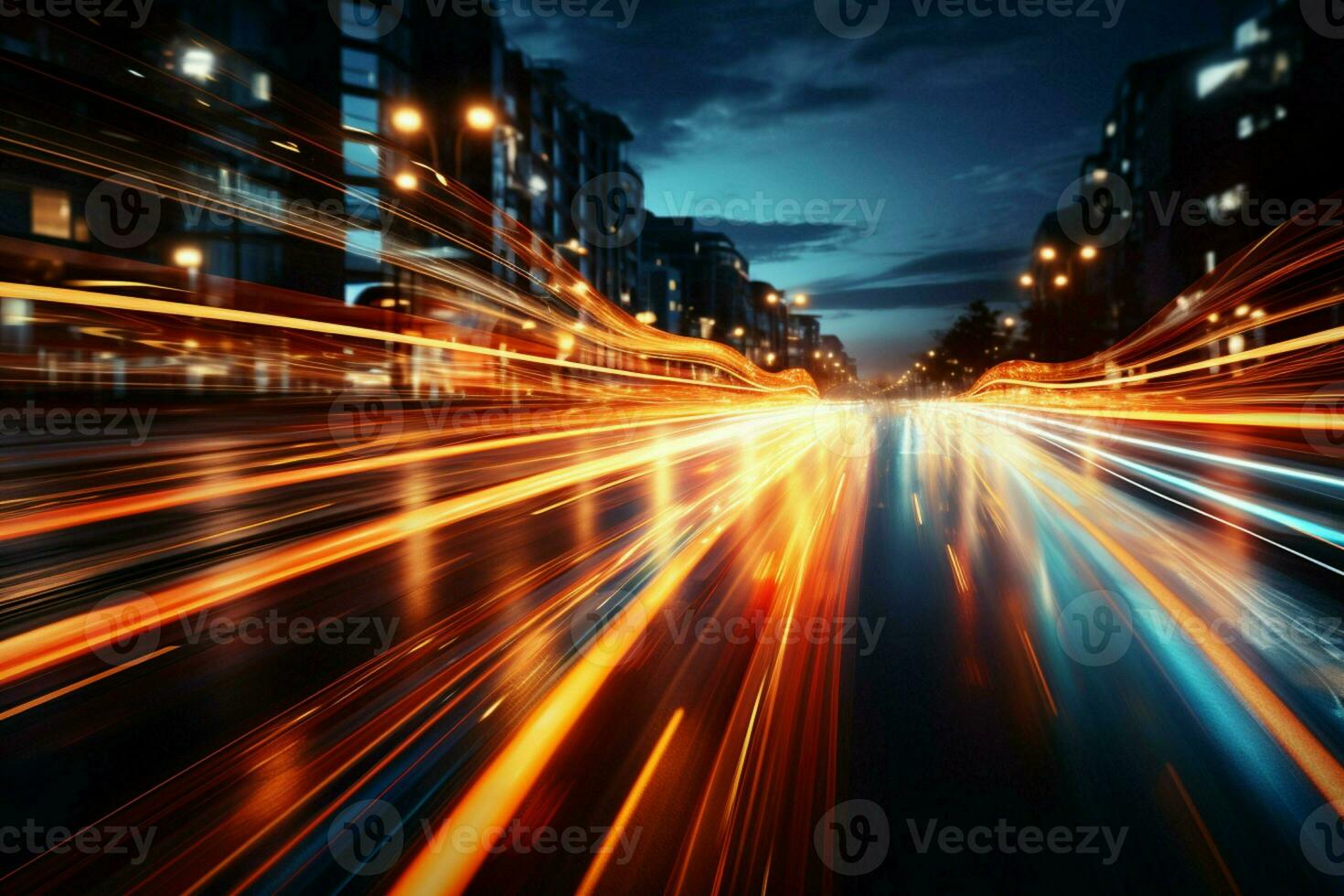 fluente strada con sfocato movimento, visivamente veicolare rapido velocità e efficiente trasferimento ai generato foto