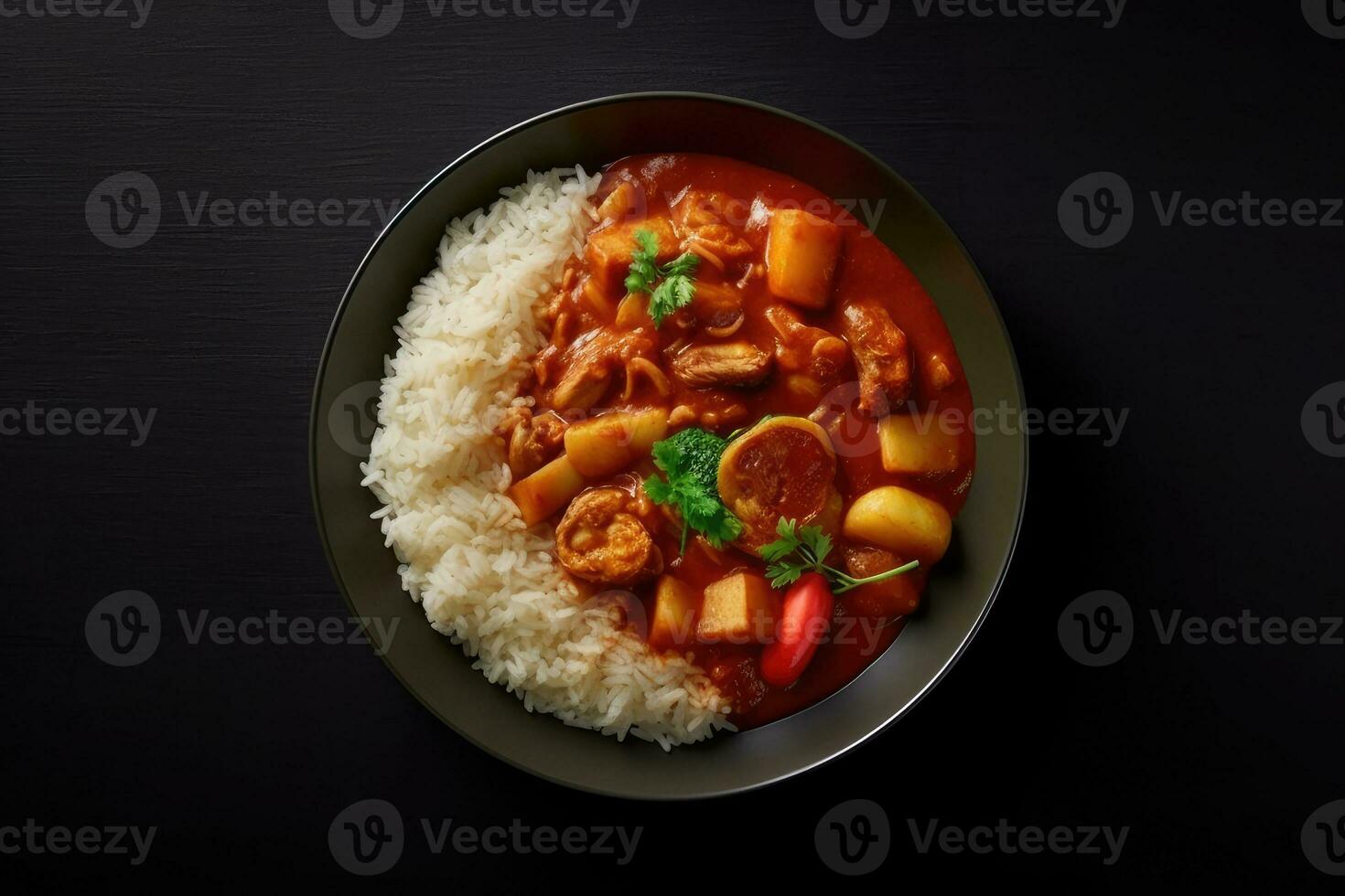 iper realistico qualità di curry riso ai generato foto
