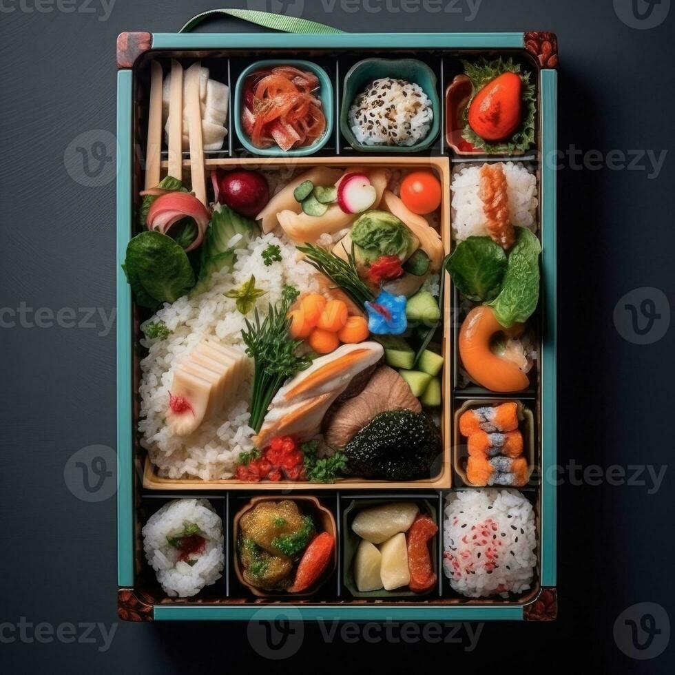 iper realistico qualità di bento scatola ai generato foto