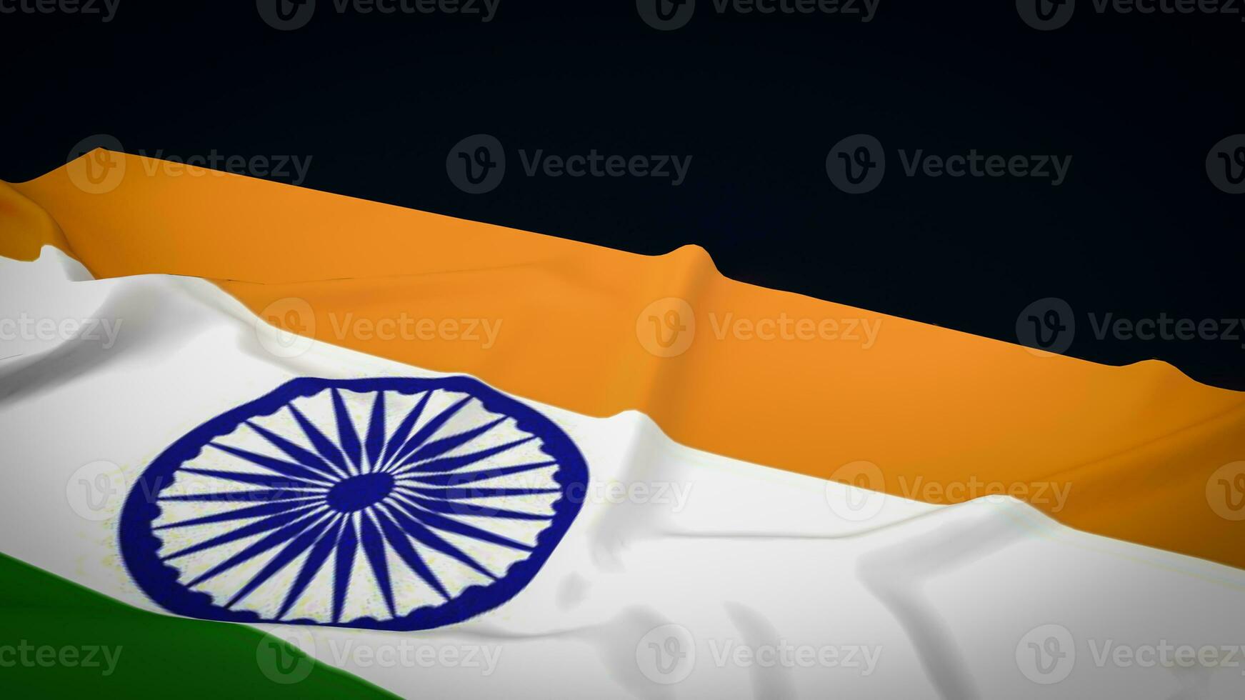 il India bandiera su nero sfondo 3d interpretazione foto