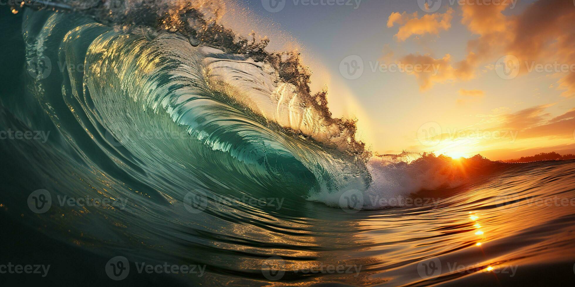ai generato. ai generativo. grande mare oceano onda fare surf sfondo. vacanza avventura viaggio tropicale estremo fare surf sport vibrazione. grafico arte foto