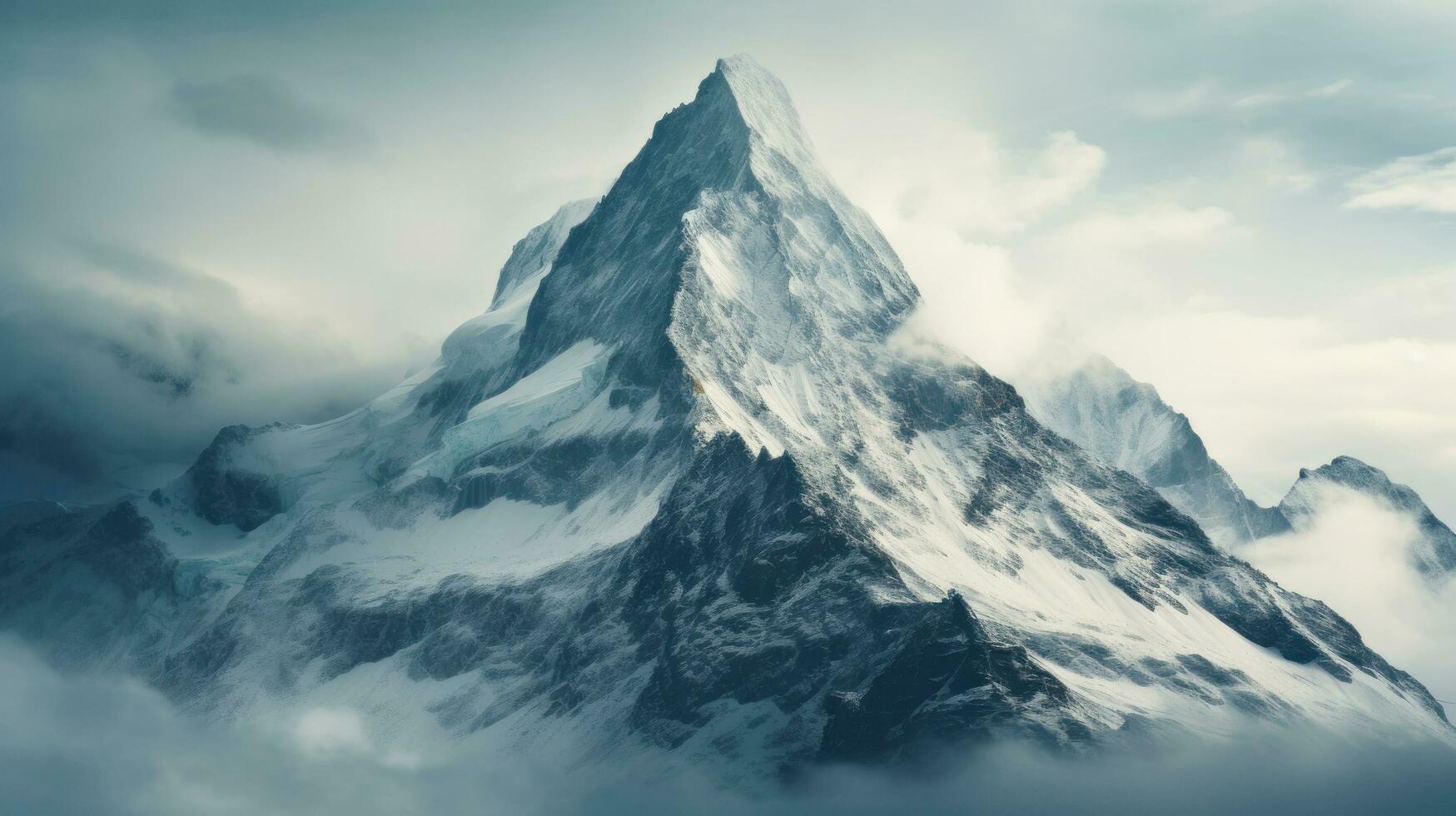 maestoso montagna picco coperto nel neve foto