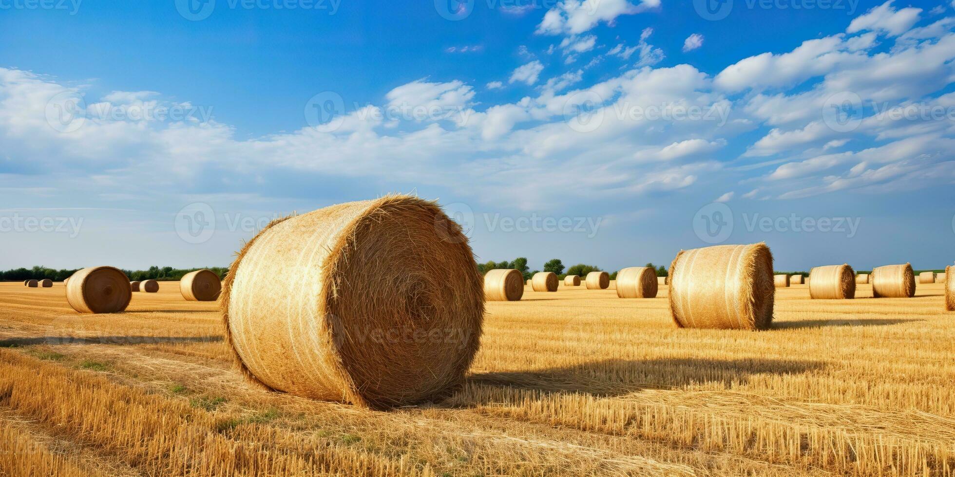 ai generato. ai generativo. autunno campagna raccogliere agricoltura il giro balle pila. all'aperto natura paesaggio. grafico arte foto