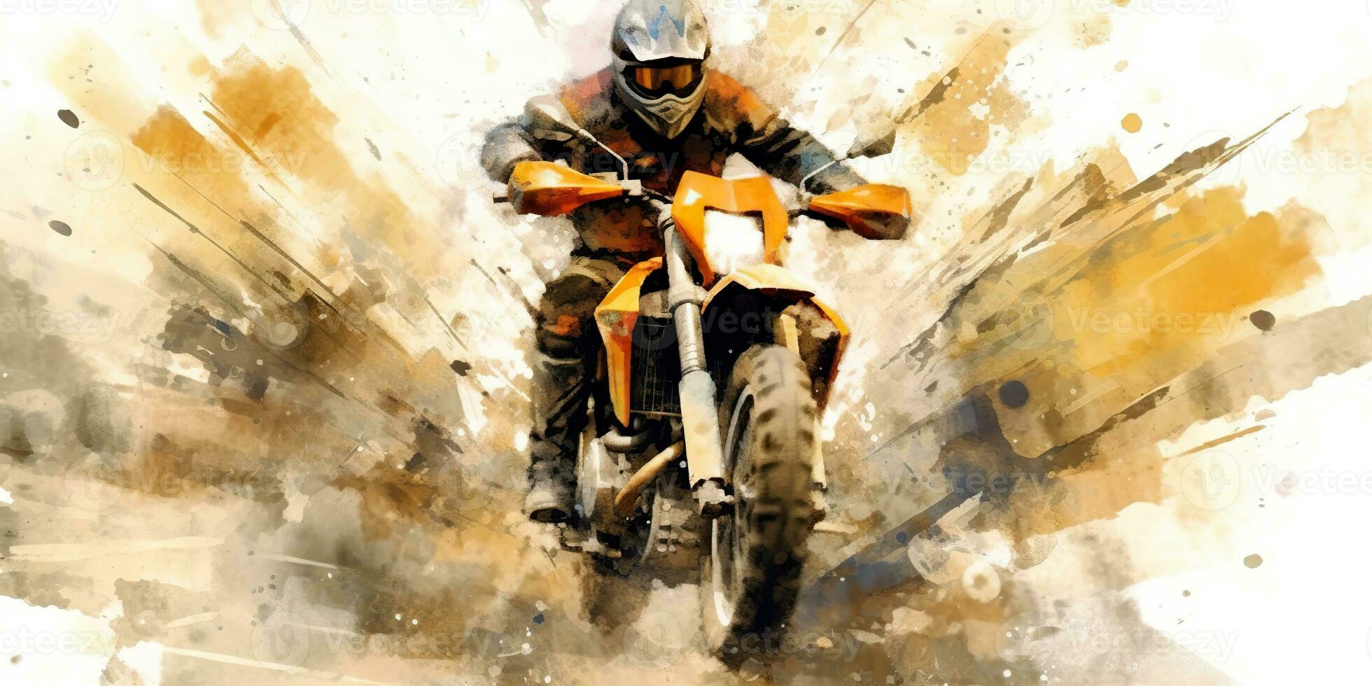ai generato. ai generativo. enduro moto attraversare fuori strada motocicletta motociclo sporco strada all'aperto acquerello dipingere disegnare arte. grafico arte foto