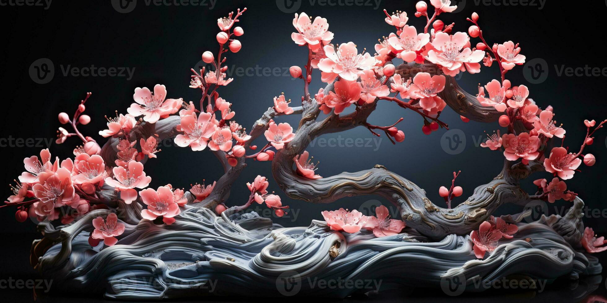 ai generato. ai generativo. asiatico giapponese fiore pianta sakura ciliegia fiorire poco albero decorazione. grafico arte foto