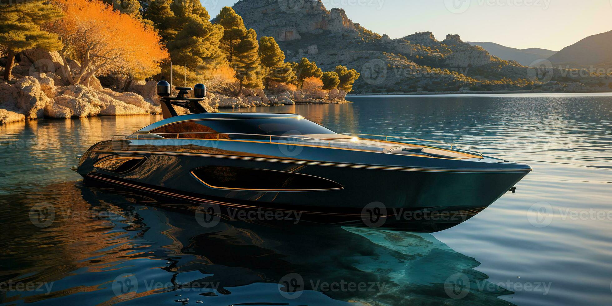 ai generato. ai generativo. costoso ricco nuovo moderno futuro razzo stile il motore velocità barca yacht nave. nautico marino mare oceano vacanza trasporto. grafico arte foto