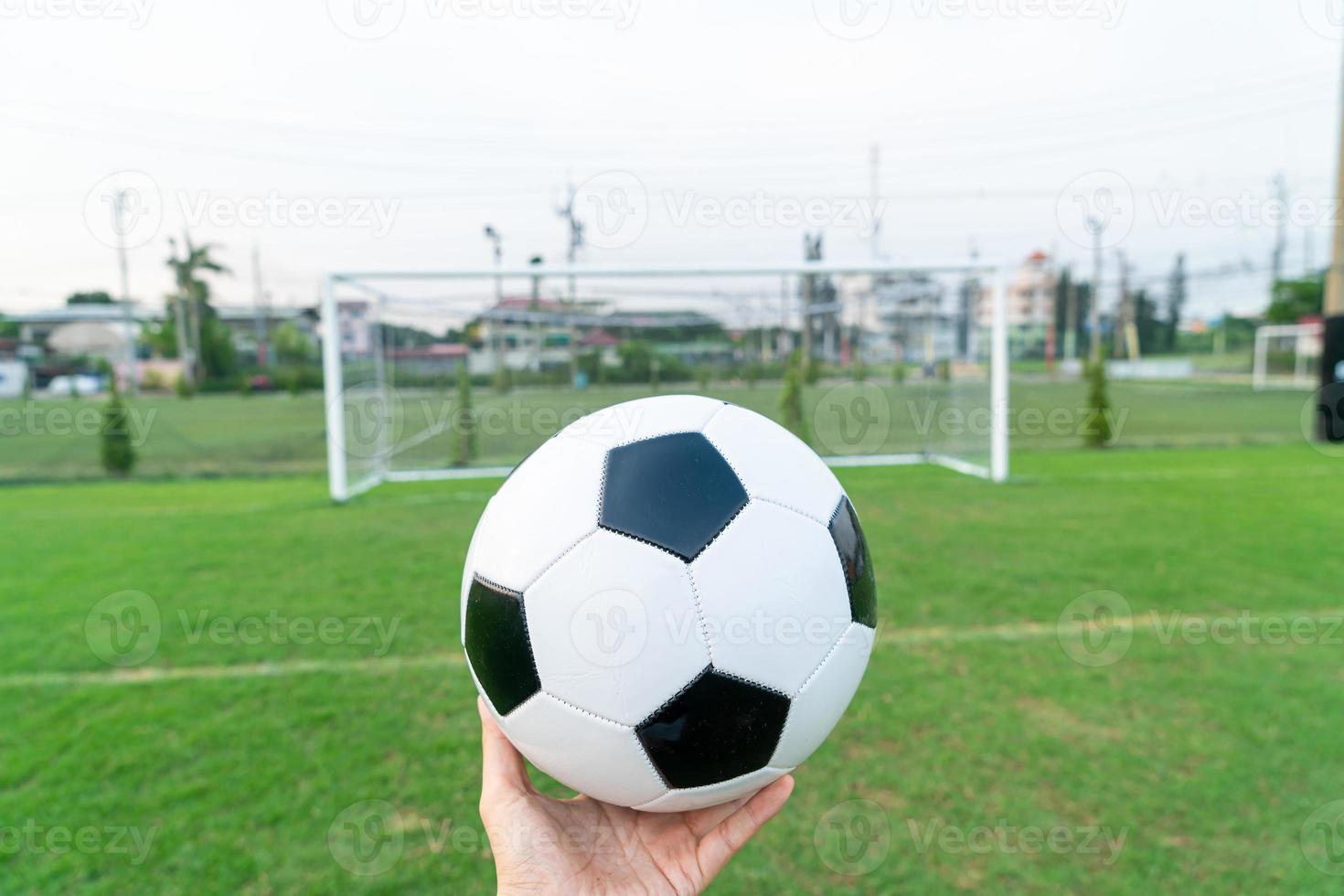 pallone da calcio sul campo da calcio foto