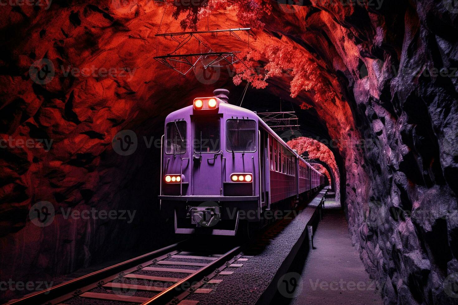 sotterraneo passaggio evidenziato colori nel il tunnel. generativo di ai foto