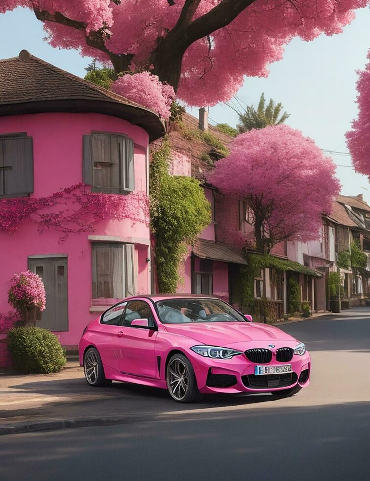 BMW auto su il lato di il città strada ai foto