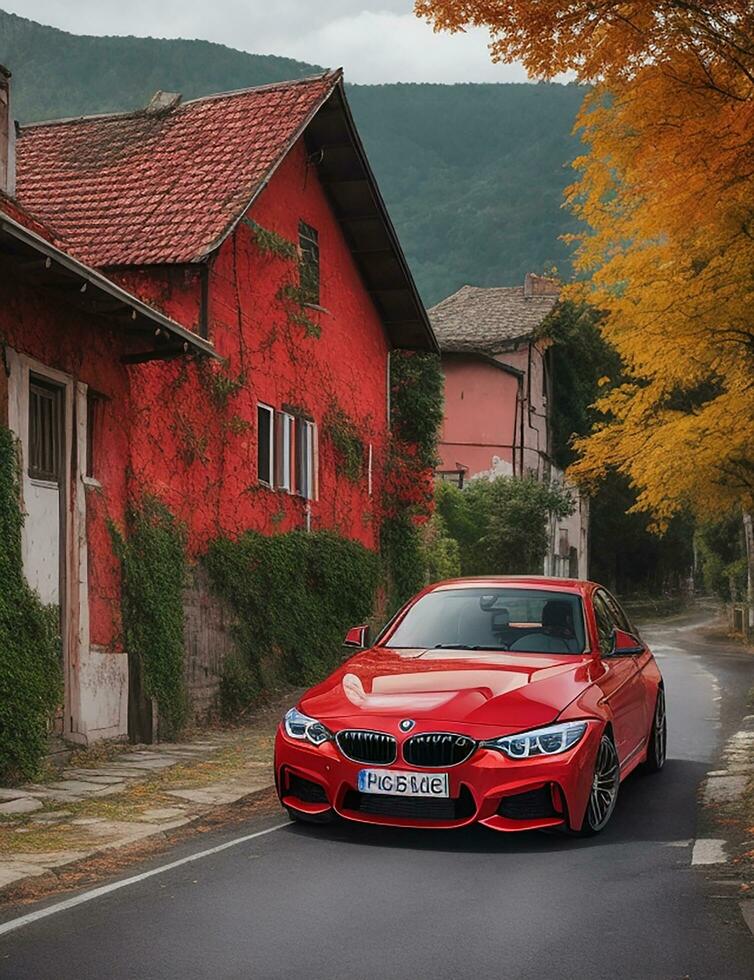 un' bellissimo BMW auto nel un' bellissimo ambientazione foto