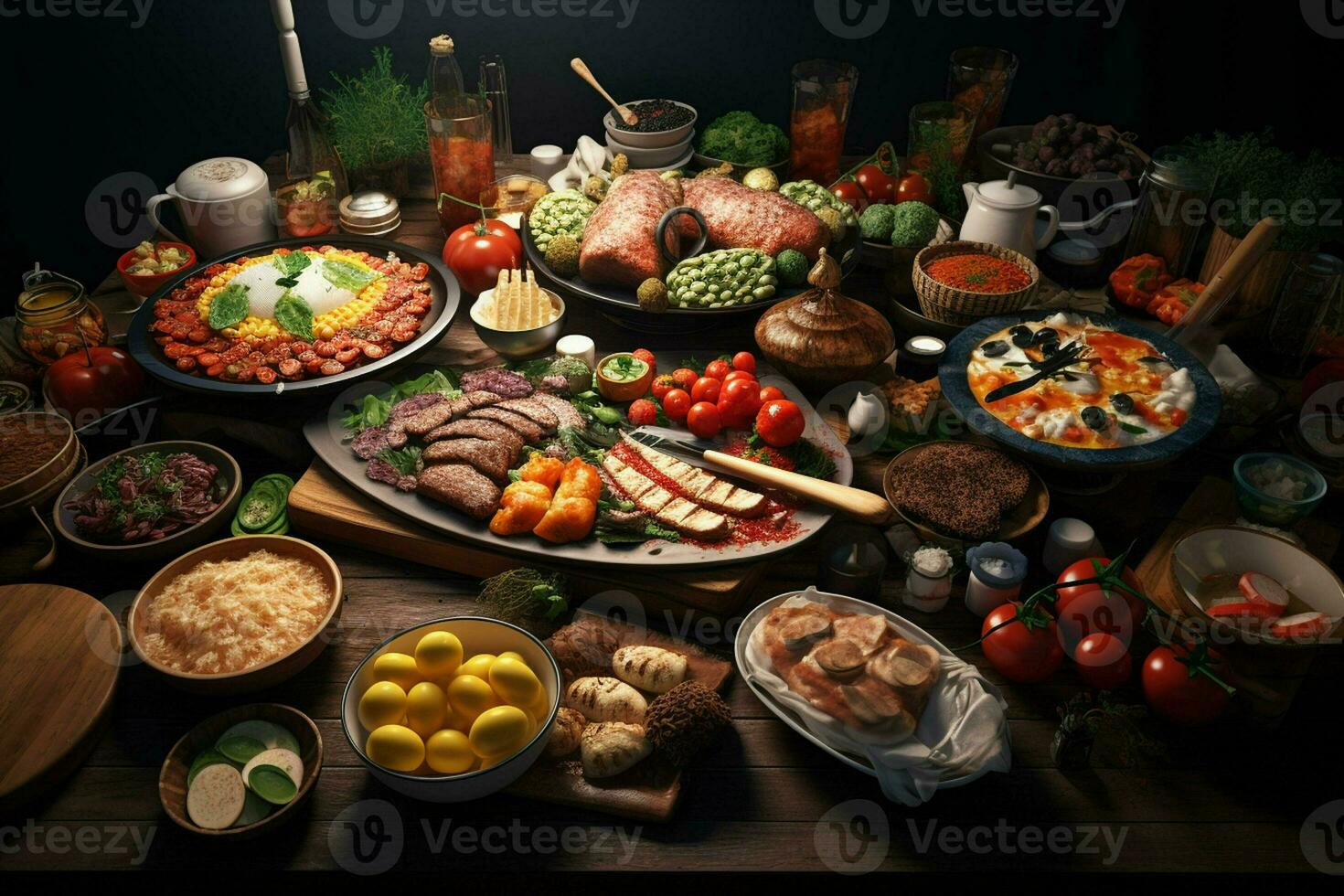 selezione di formaggio, carne, frutta e verdure su un' di legno tavolo. ai generato professionista foto