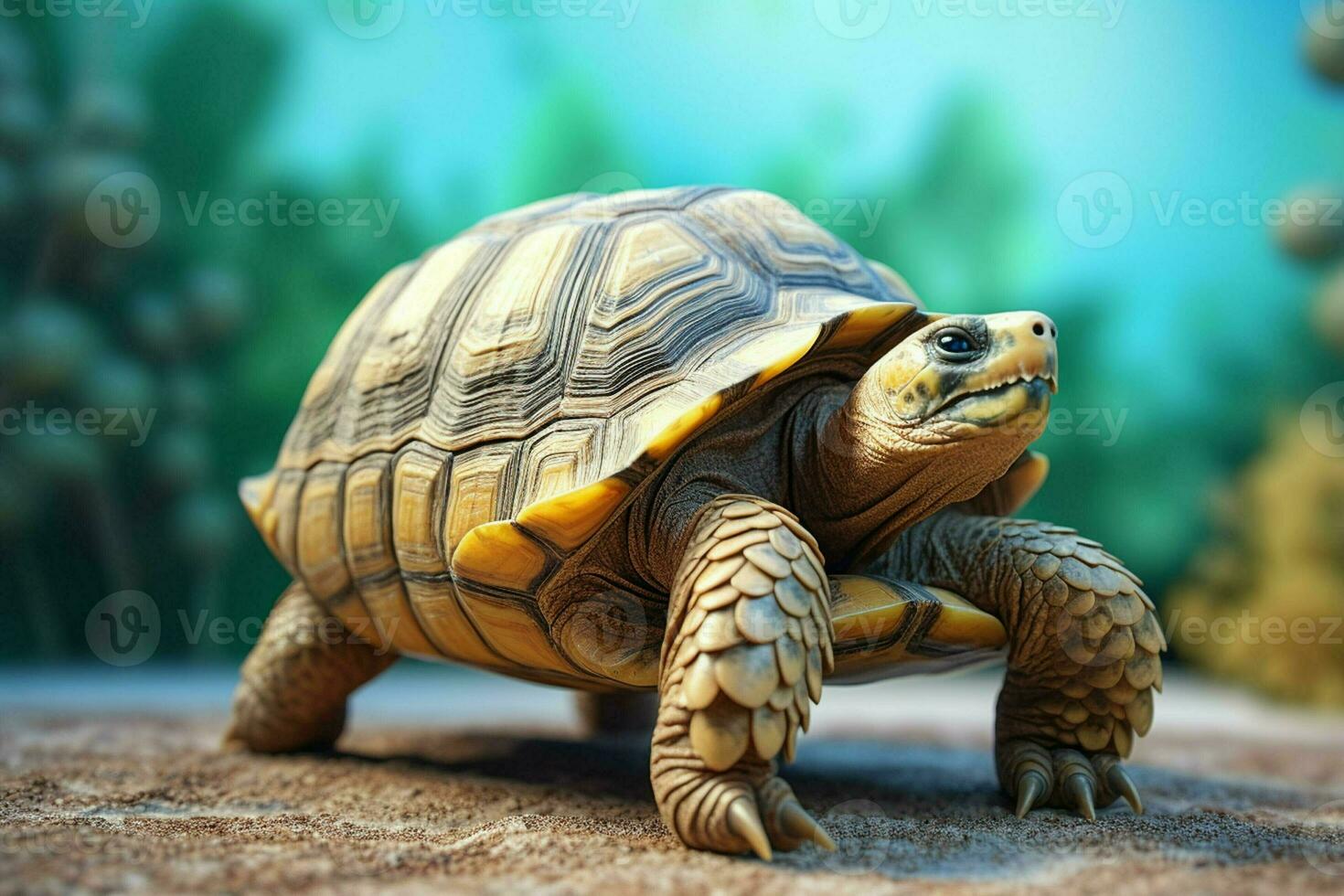 africano spronato tartaruga geochelone sulcata su sabbia. ai generato professionista foto