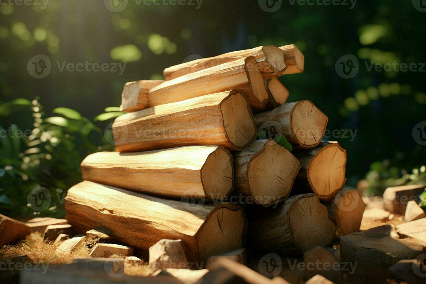 mucchio di tritato legna da ardere su di legno tavolo, avvicinamento Visualizza. ai generato professionista foto