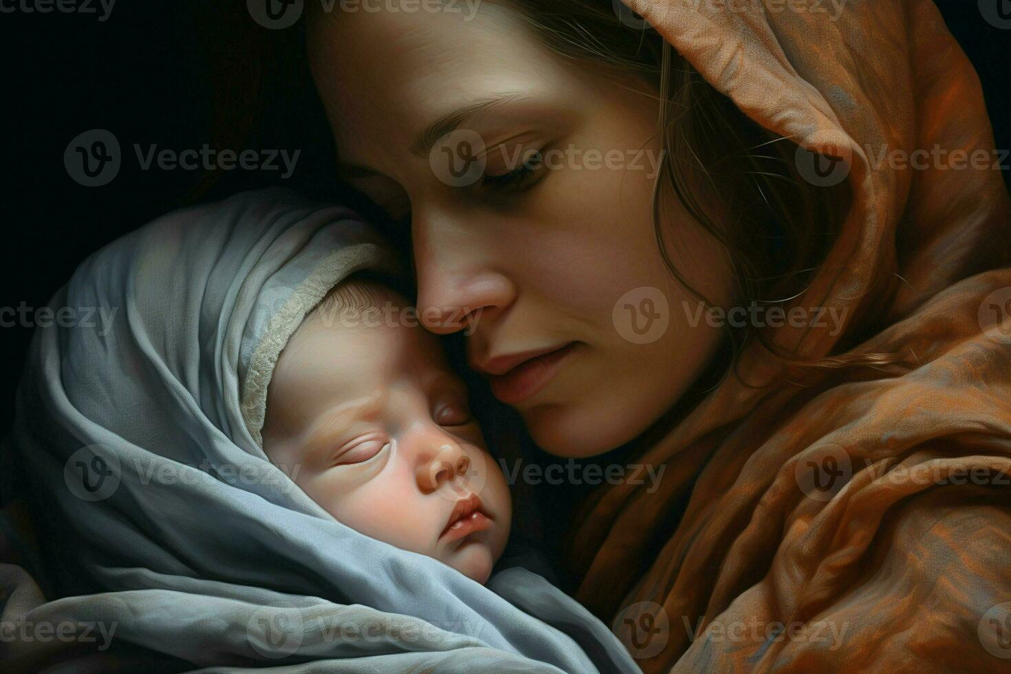 madre con sua neonato bambino, maternità concetto. ai generato professionista foto