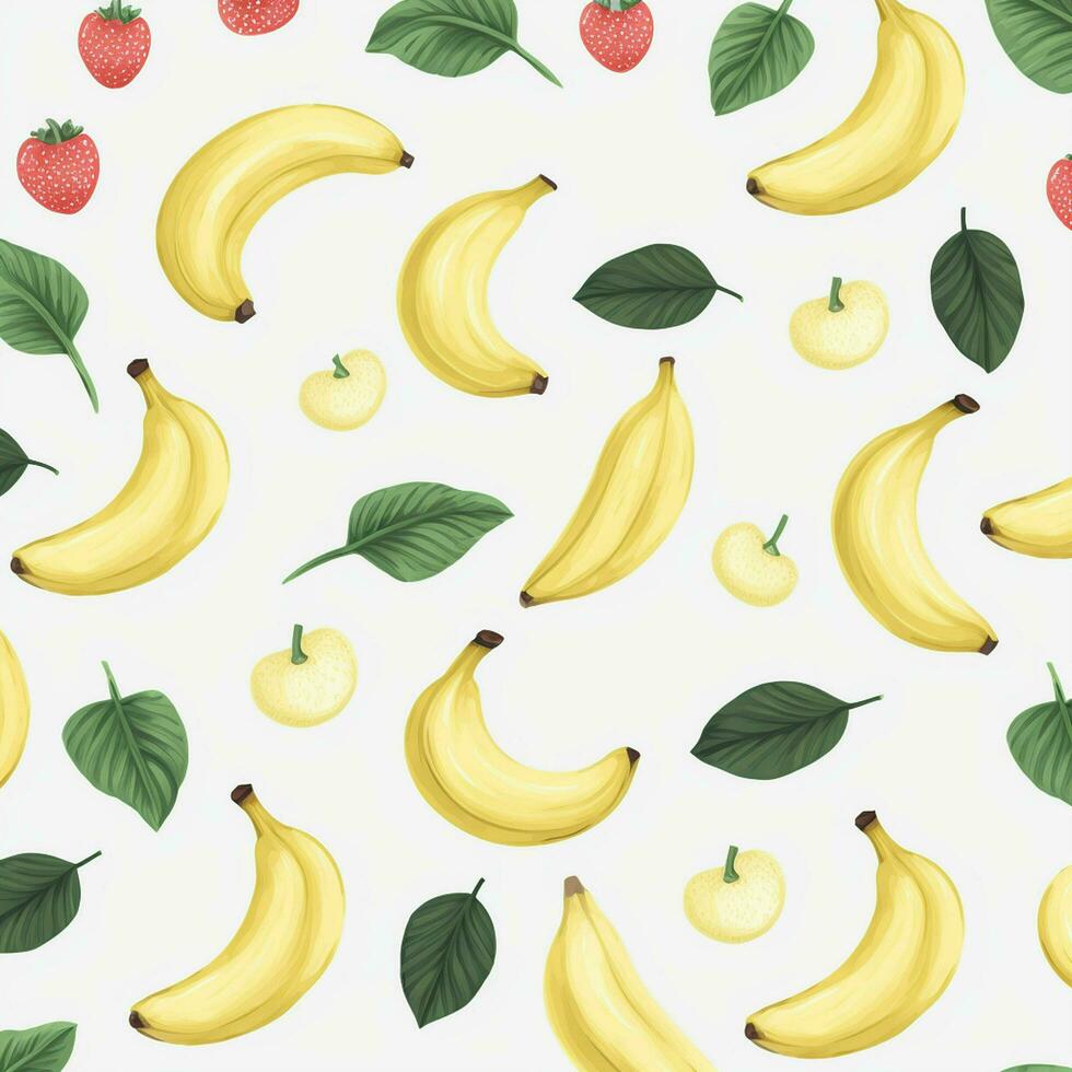 banane e le foglie su bianca sfondo design. ai generato foto