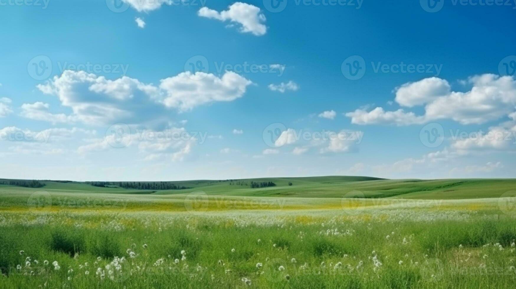 campo su blu cielo con cloud.generative ai. foto