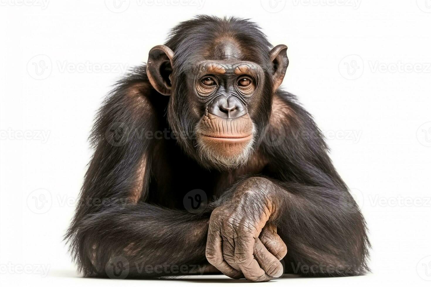 scimpanzé isolato su bianca sfondo .generativo ai. foto