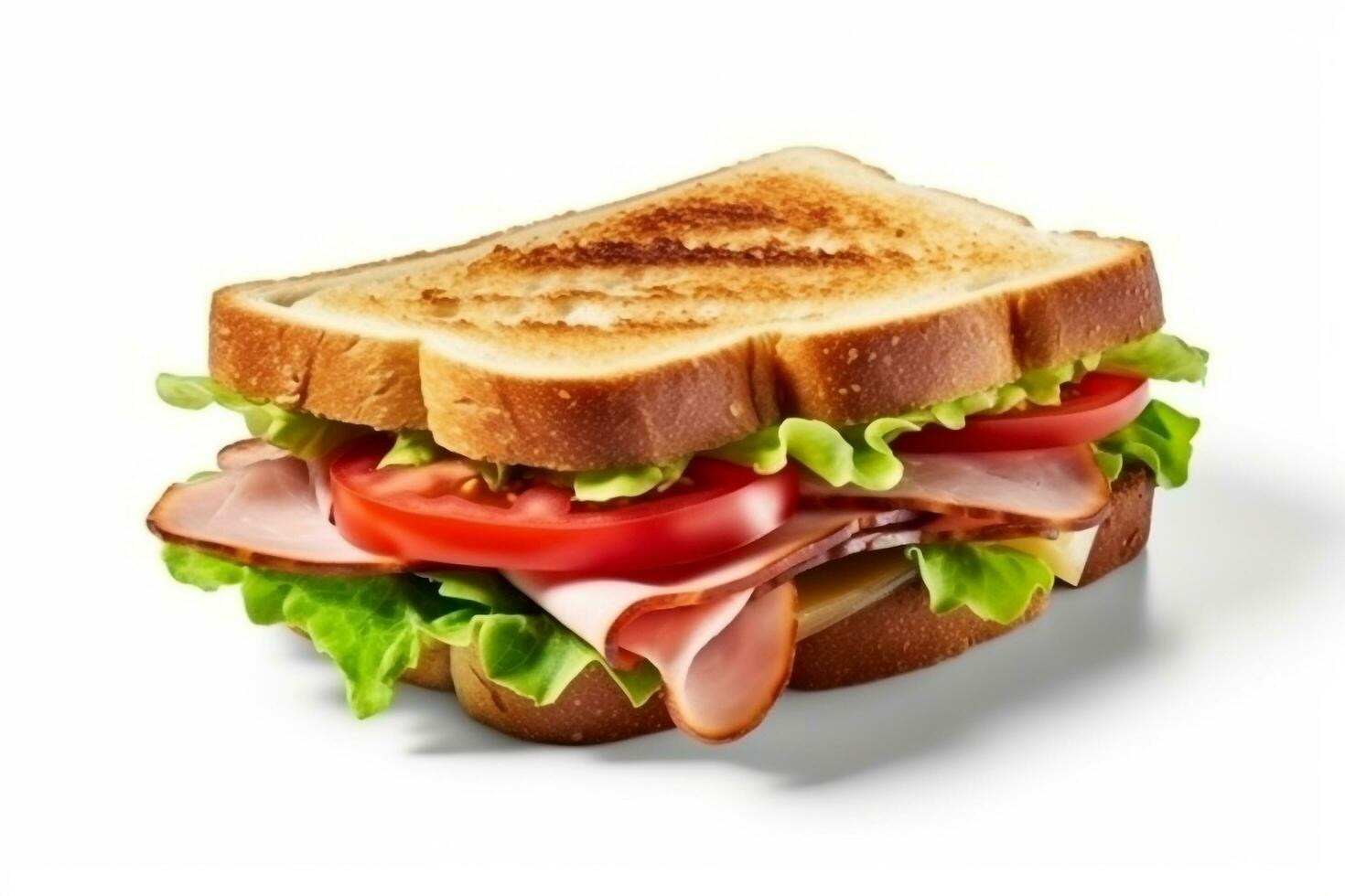 Sandwich prosciutto isolato su bianca sfondo .generativo ai. foto