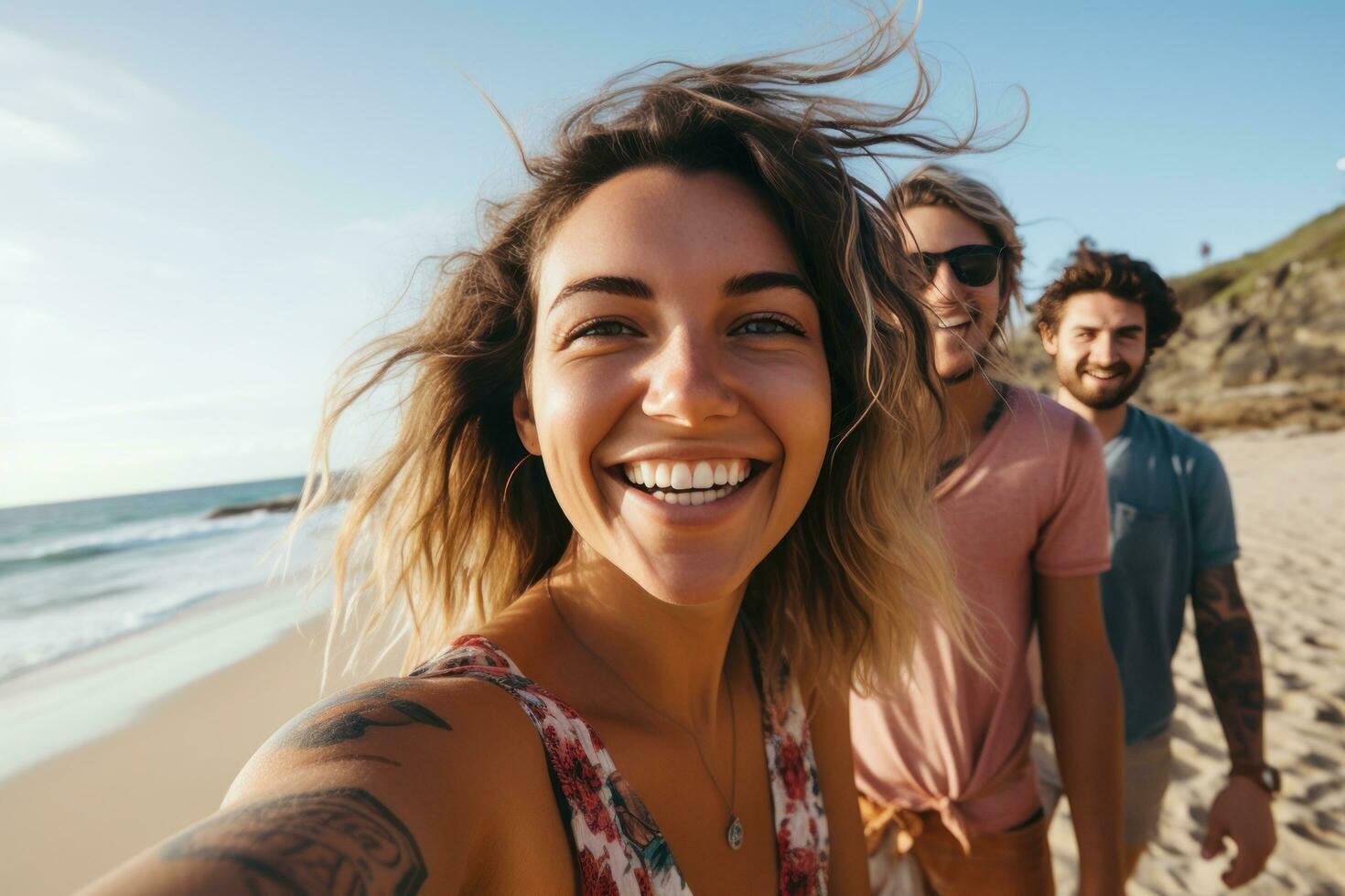 bellissimo surfer ragazza su il spiaggia foto