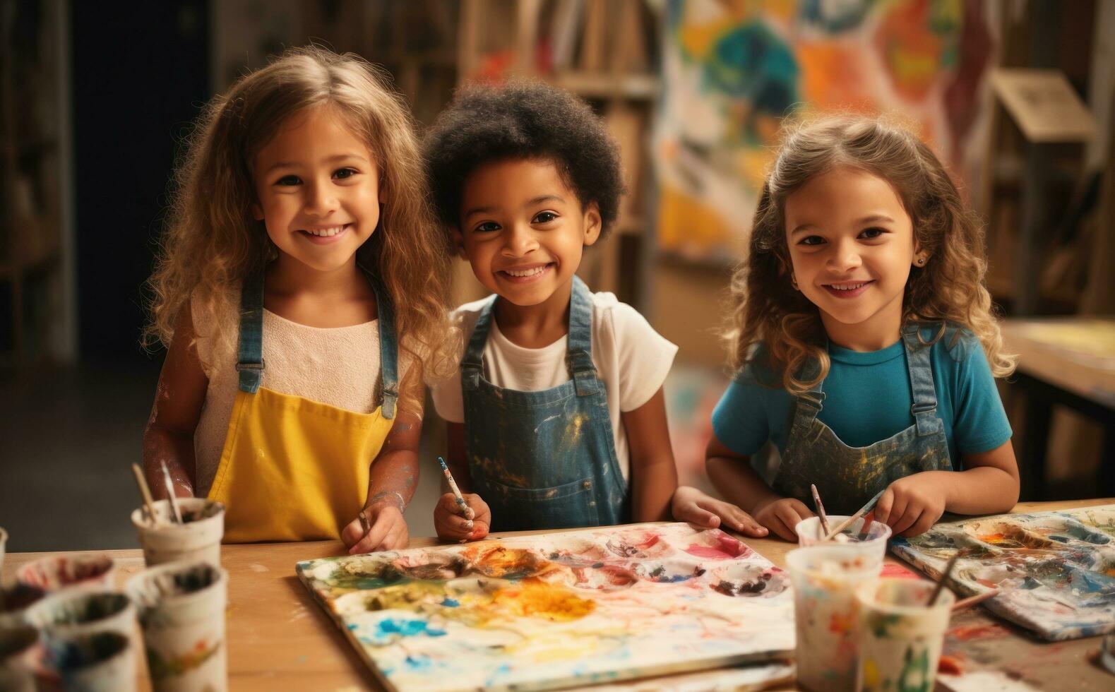 bambini pittura nel arte classe foto