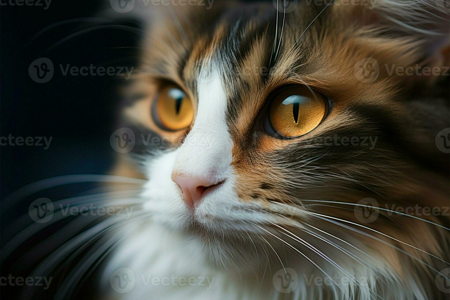 bellissimo gatto nel un' travolgente vicino su ritratto ai generato foto
