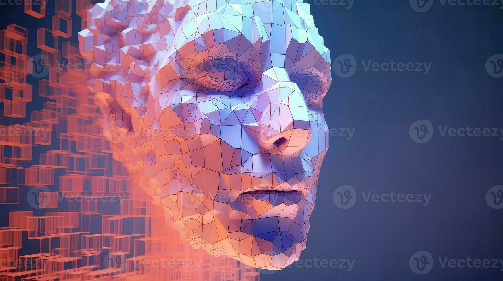 artificiale voxel umano testa ai generato foto