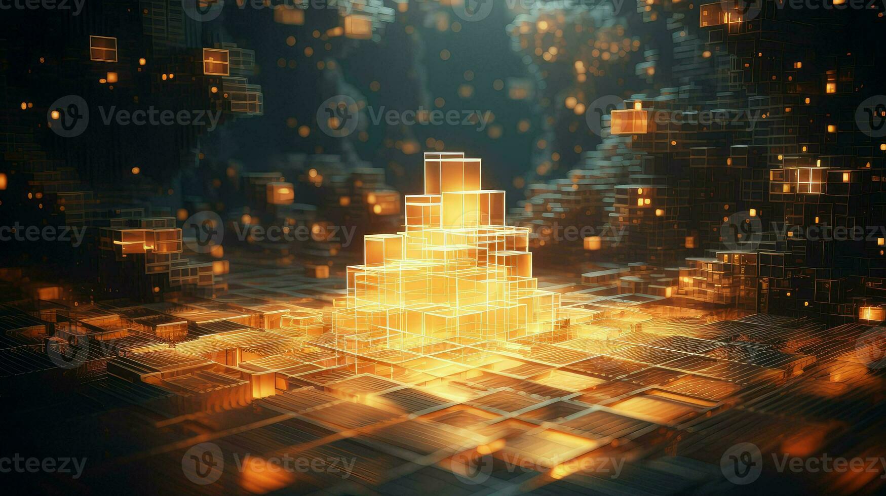 sfondo voxel nano struttura ai generato foto