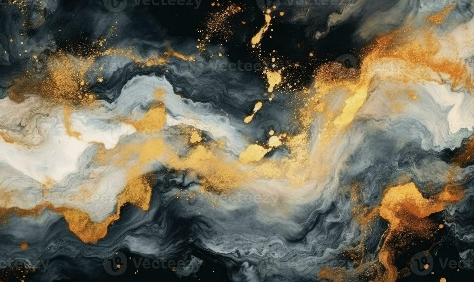 struttura di nero marmo pietra. diffusione dipingere su sfondo e d'oro fluire. creato con generativo ai utensili foto