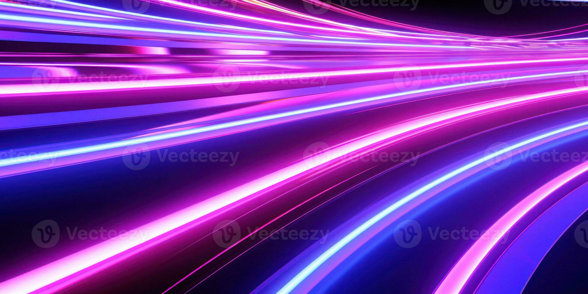 ipnotizzante Schermo di intreccio neon Linee nel blu e viola. creato con ai foto
