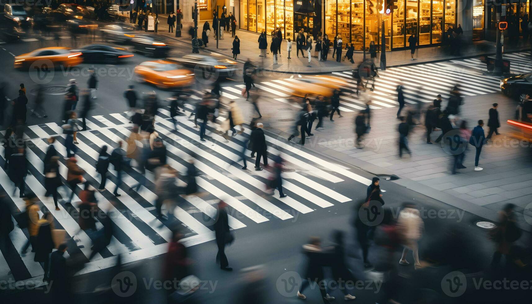 superiore Visualizza di persone su attraversamento pedonale. generativo ai foto